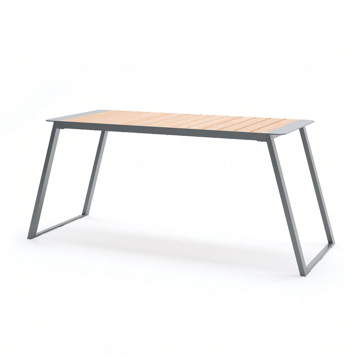 Gewerbefabrik Tisch Rottleben Holz Outdoor Stadtmobiliar Grau RAL 7011