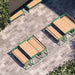 Gewerbefabrik Tisch Rottleben Holz Outdoor Stadtmobiliar Grün RAL 6018 Sitzgruppe