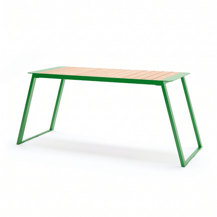 Gewerbefabrik Tisch Rottleben Holz Outdoor Stadtmobiliar Grün RAL 6018