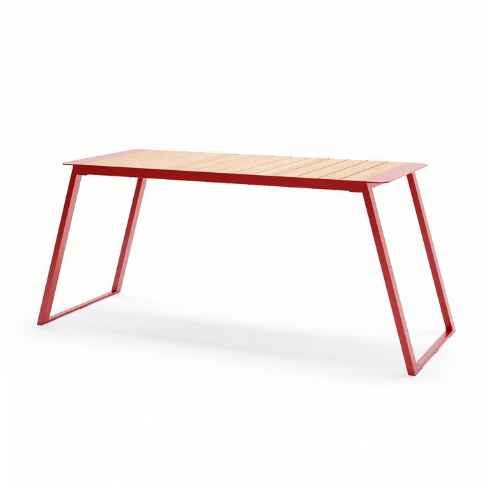 Gewerbefabrik Tisch Rottleben Holz Outdoor Stadtmobiliar Rot RAL 3001