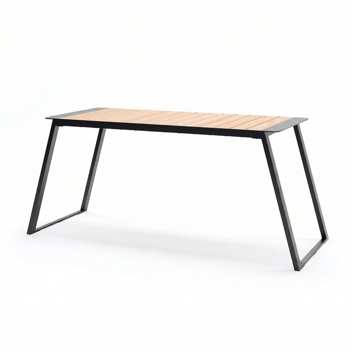 Gewerbefabrik Tisch Rottleben Holz Outdoor Stadtmobiliar Schwarz RAL 9017