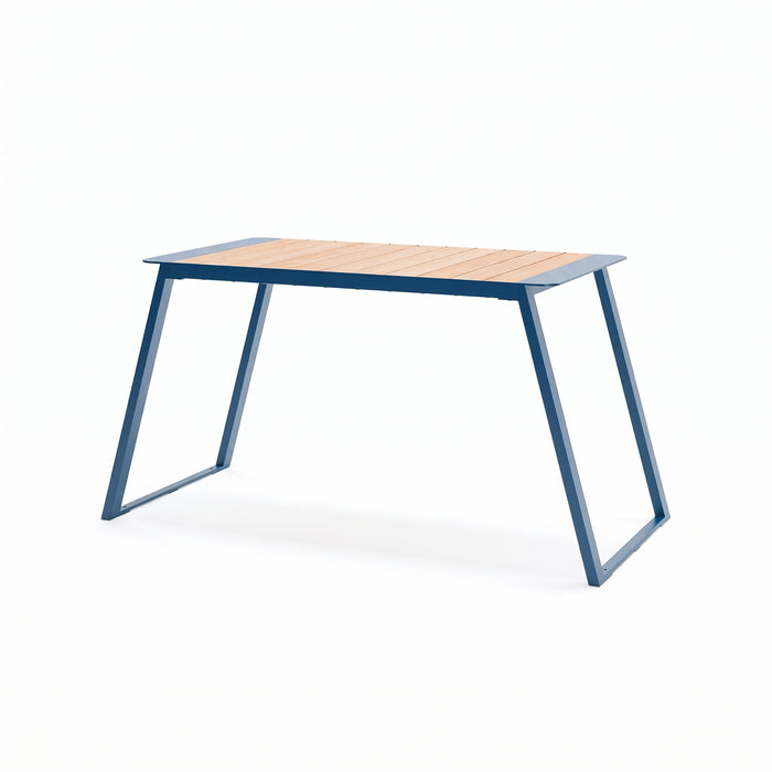 Gewerbefabrik Tisch Rottorf Holz Outdoor Stadtmobiliar Blau RAL 5005