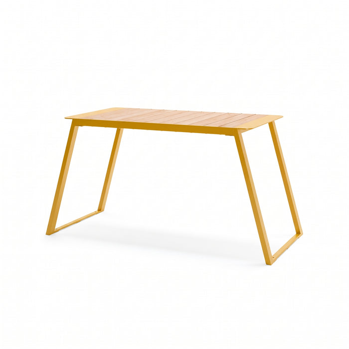 Gewerbefabrik Tisch Rottorf Holz Outdoor Stadtmobiliar Gelb RAL 1028