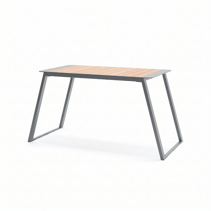 Gewerbefabrik Tisch Rottorf Holz Outdoor Stadtmobiliar Grau RAL 7011