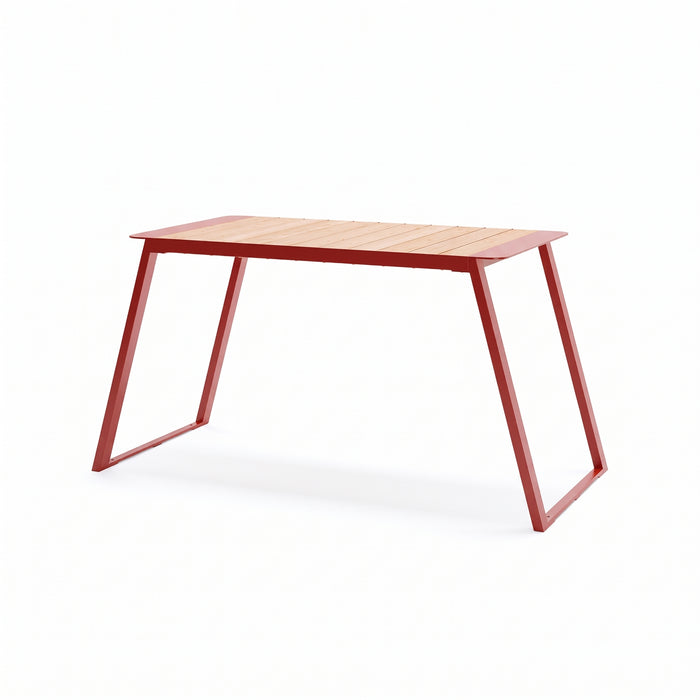 Gewerbefabrik Tisch Rottorf Holz Outdoor Stadtmobiliar Rot RAL 3001