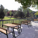 Gewerbefabrik Tisch Rottorf Holz Outdoor Stadtmobiliar Schwarz RAL 9017 Sitzgruppe