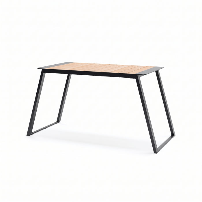 Gewerbefabrik Tisch Rottorf Holz Outdoor Stadtmobiliar Schwarz RAL 9017