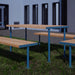 Gewerbefabrik Tisch Trebendorf Holz Outdoor Stadtmobiliar Blau RAL 5005 Sitzgruppe