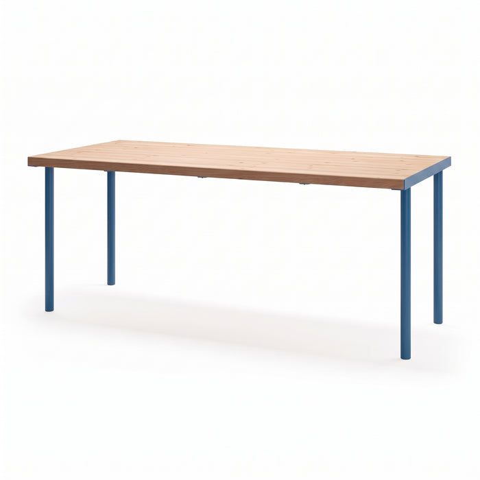 Gewerbefabrik Tisch Trebendorf Holz Outdoor Stadtmobiliar Blau RAL 5005