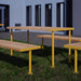 Gewerbefabrik Tisch Trebendorf Holz Outdoor Stadtmobiliar Gelb RAL 1028 Sitzgruppe