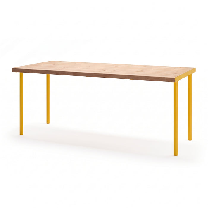 Gewerbefabrik Tisch Trebendorf Holz Outdoor Stadtmobiliar Gelb RAL 1028