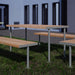 Gewerbefabrik Tisch Trebendorf Holz Outdoor Stadtmobiliar Grau RAL 7011 Sitzgruppe