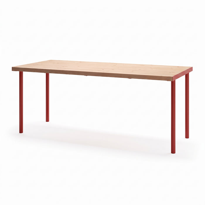 Gewerbefabrik Tisch Trebendorf Holz Outdoor Stadtmobiliar Rot RAL 3001