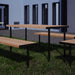Gewerbefabrik Tisch Trebendorf Holz Outdoor Stadtmobiliar Schwarz RAL 9017 Sitzgruppe