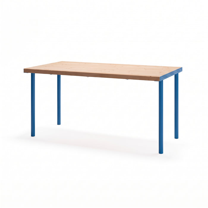 Gewerbefabrik Tisch Trebnitz Holz Outdoor Stadtmobiliar Blau RAL 5005