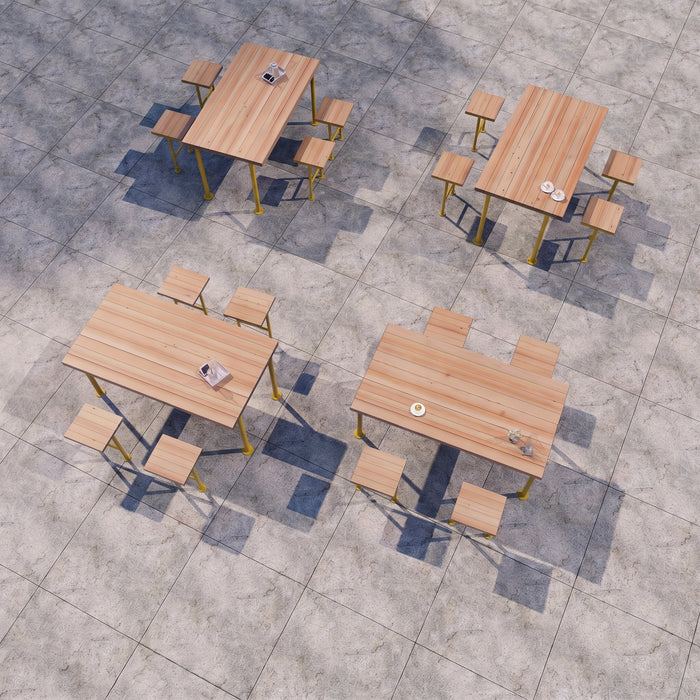 Gewerbefabrik Tisch Trebnitz Holz Outdoor Stadtmobiliar Gelb RAL 1028 Szene