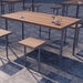 Gewerbefabrik Tisch Trebnitz Holz Outdoor Stadtmobiliar Grau RAL 7011 Sitzgruppe