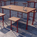 Gewerbefabrik Tisch Trebnitz Holz Outdoor Stadtmobiliar Rot RAL 3001 Sitzgruppe