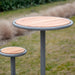 Gewerbefabrik Tisch Walshausen Holz Outdoor Stadtmobiliar Grau RAL 7011 Sitzgruppe