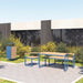 Gewerbefabrik Tisch Wernigerode Holz Outdoor Stadtmobiliar Blau RAL 5005 Szene