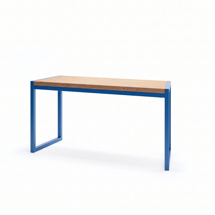 Gewerbefabrik Tisch Wernigerode Holz Outdoor Stadtmobiliar Blau RAL 5005