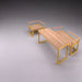 Gewerbefabrik Tisch Wernigerode Holz Outdoor Stadtmobiliar Gelb RAL 1028 Sitzgruppe