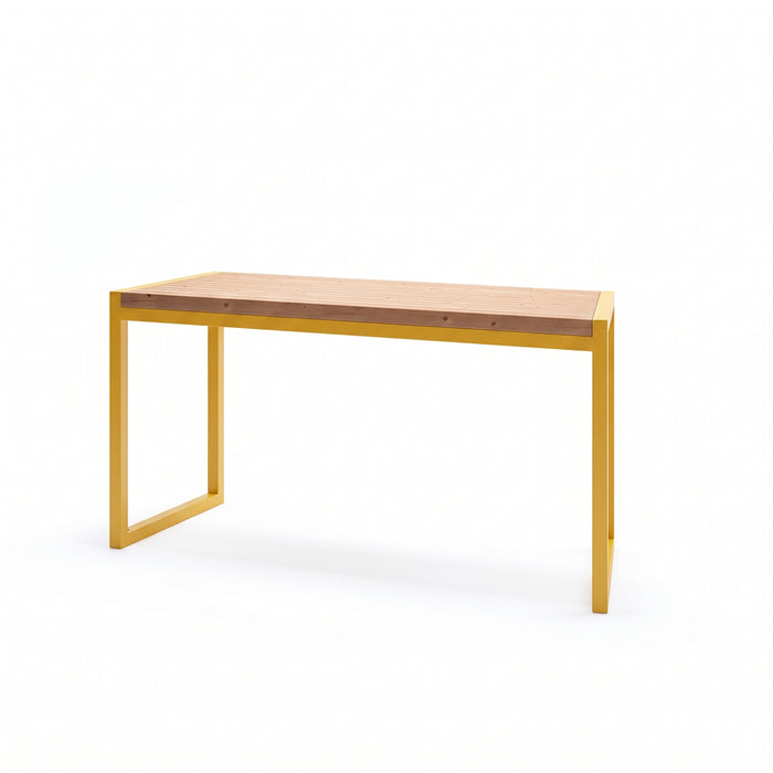 Gewerbefabrik Tisch Wernigerode Holz Outdoor Stadtmobiliar Gelb RAL 1028