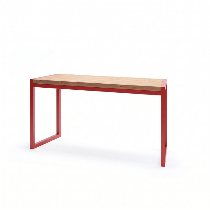 Gewerbefabrik Tisch Wernigerode Holz Outdoor Stadtmobiliar Rot RAL 3001