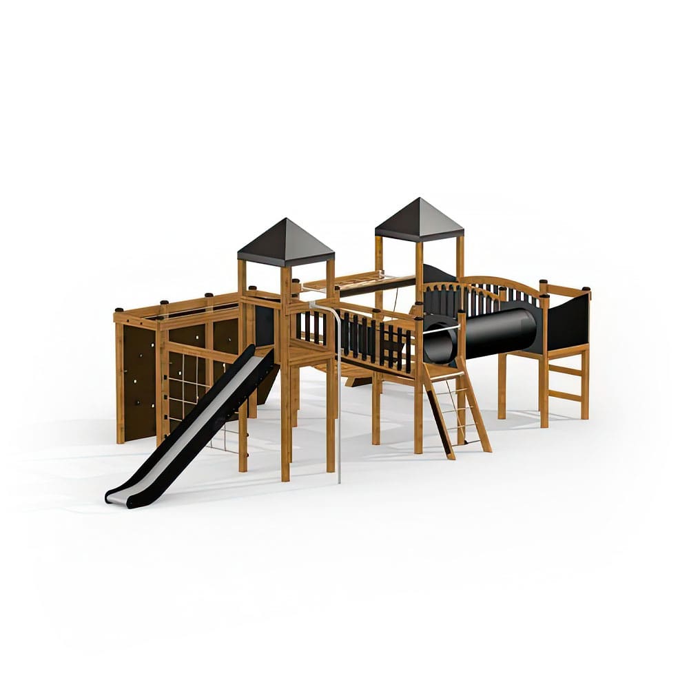 Klettergerüst Aron, HDPE, Holz, Gewerbefabrik